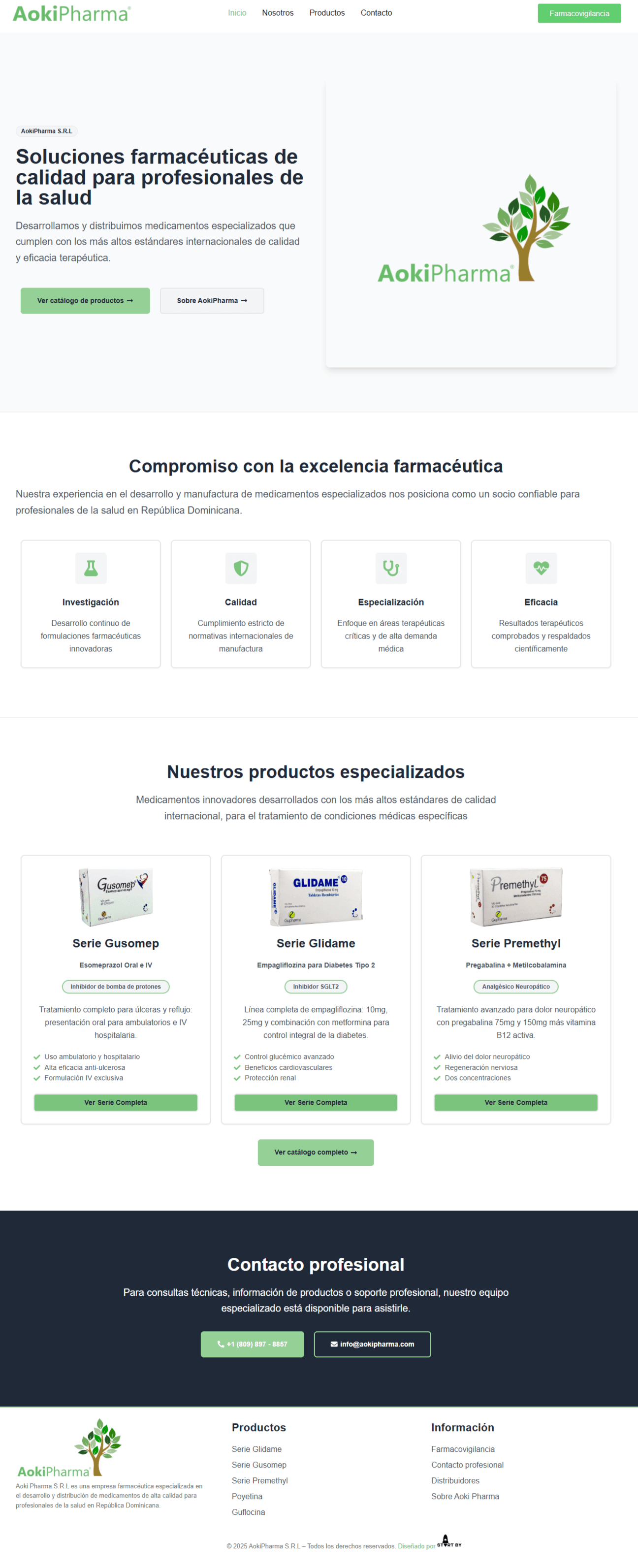 Web de AokiPharma Soluciones Farmacéuticas