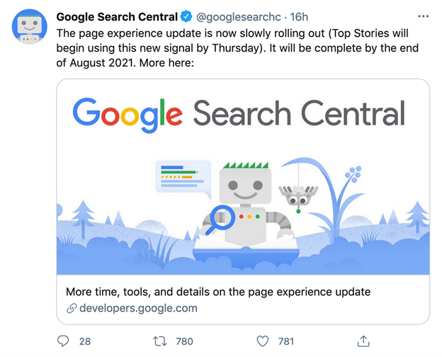search console core web vitals